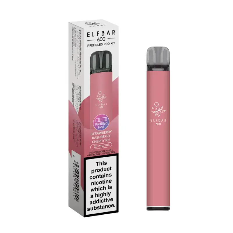 Strawberry Raspberry Cherry Ice Elf Bar 600 Prefilled Pod Kit
